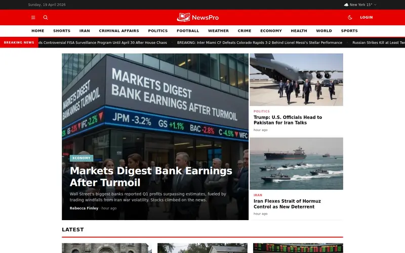 Flash homepage NewsPro 'flash' template — homepage screenshot at 1440x900