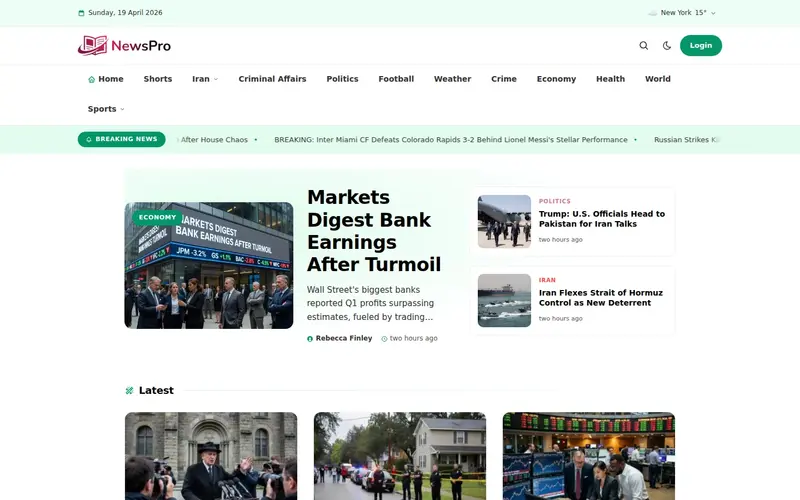 Vita homepage NewsPro 'vita' template — homepage screenshot at 1440x900