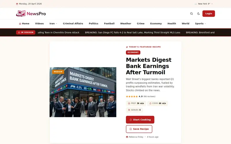 NewsPro 'kitchen' template — homepage screenshot at 1440x900