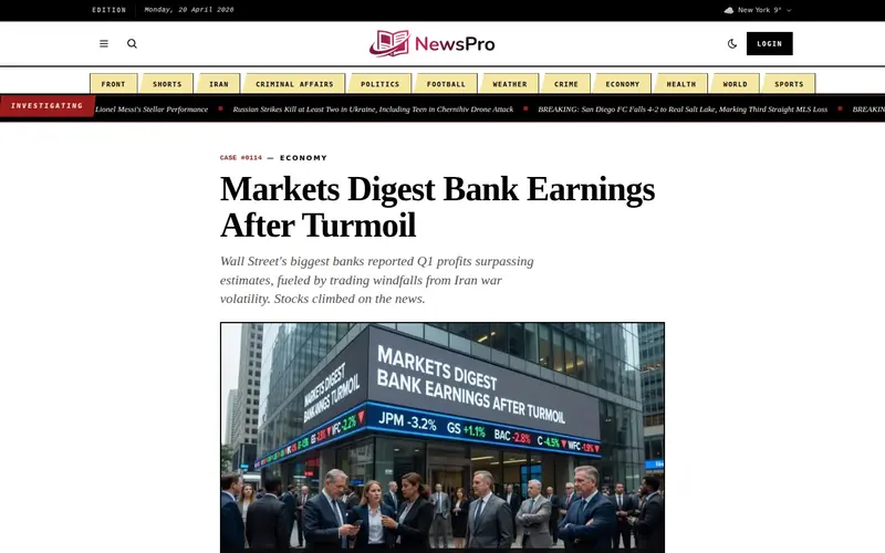 Veritas homepage NewsPro 'veritas' template — homepage screenshot at 1440x900