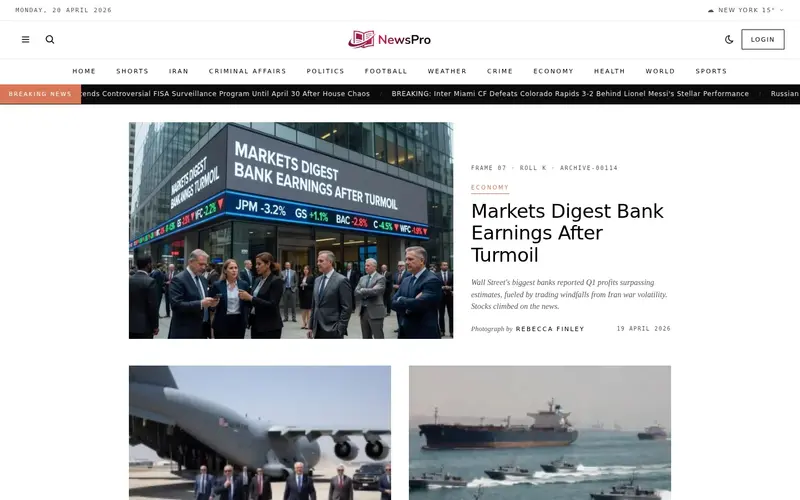 Canvas homepage NewsPro 'canvas' template — homepage screenshot at 1440x900