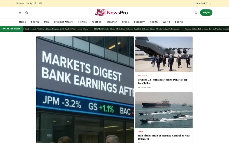 Verdant homepage NewsPro 'verdant' template — homepage screenshot at 1440x900