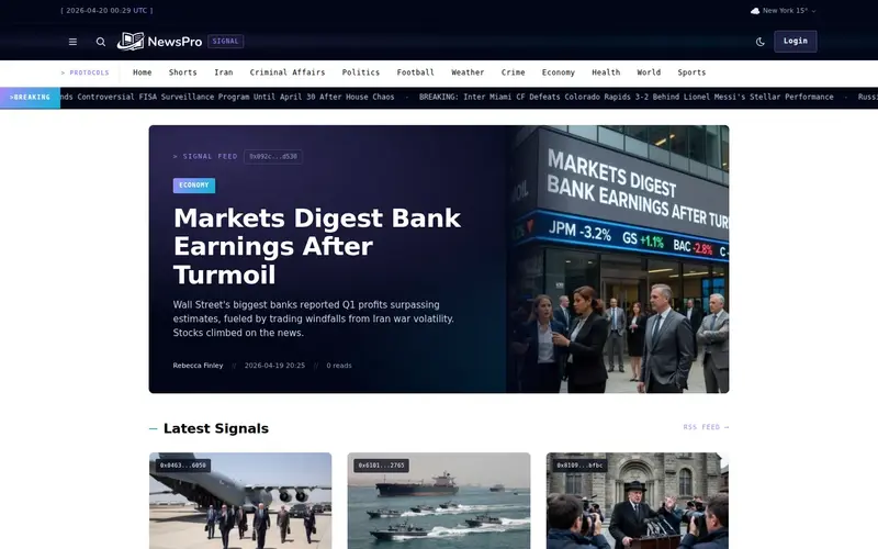 Signal homepage NewsPro 'signal' template — homepage screenshot at 1440x900