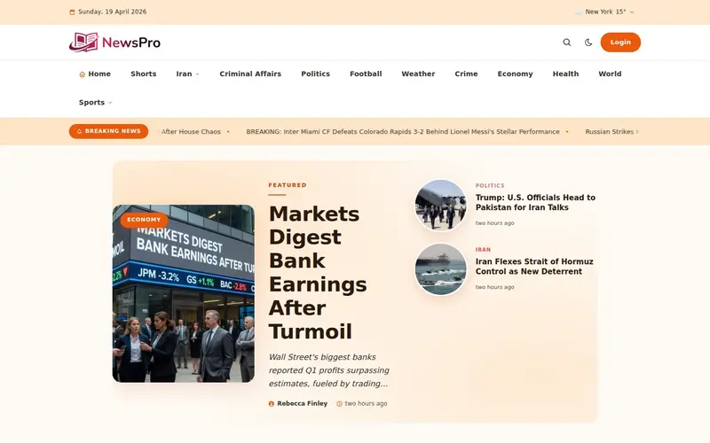 Saveur homepage NewsPro 'saveur' template — homepage screenshot at 1440x900